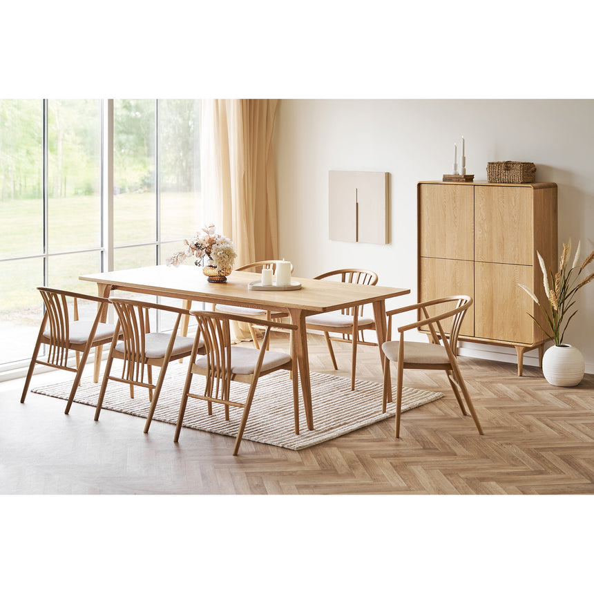 Scaun de dining Agustin – Stejar natur / șezut textil