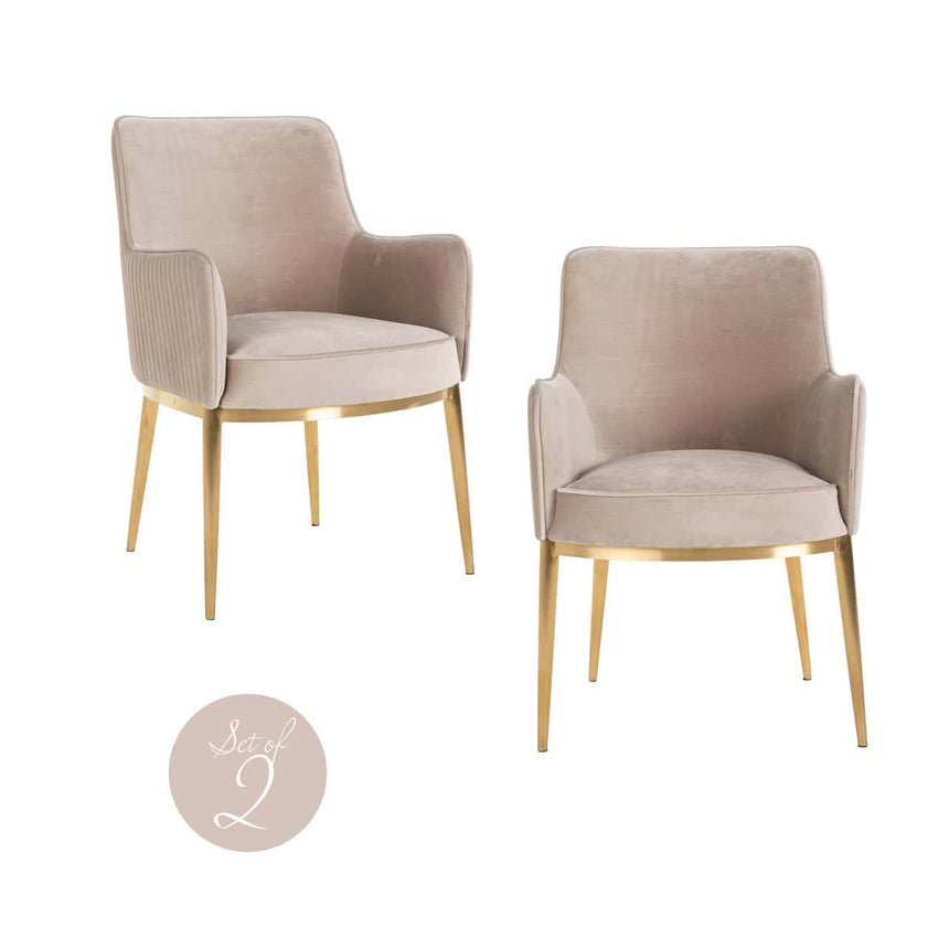 Scaun dining Richmond Breeze kaki catifea, ignifug (set 2 buc.)