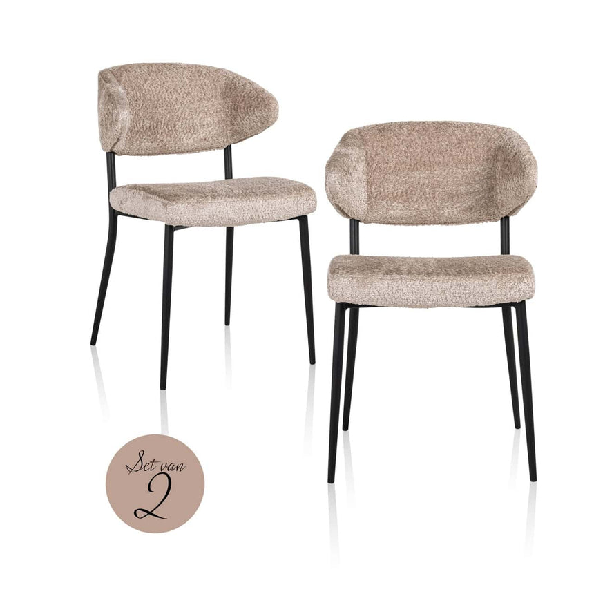 Scaun dining Richmond Bea bouclé natur (set 2 buc.)