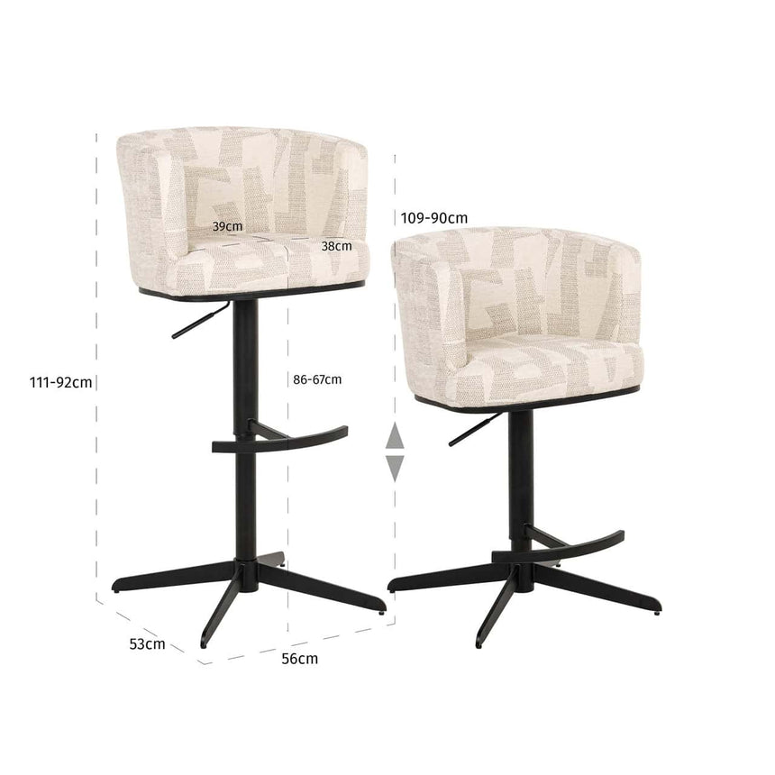 Scaun de bar Richmond Cheyenne bej grafic, rotativ
