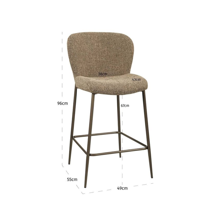 Scaun de bar Richmond Odarby maro tweed, înălțime tejghea, ignifug