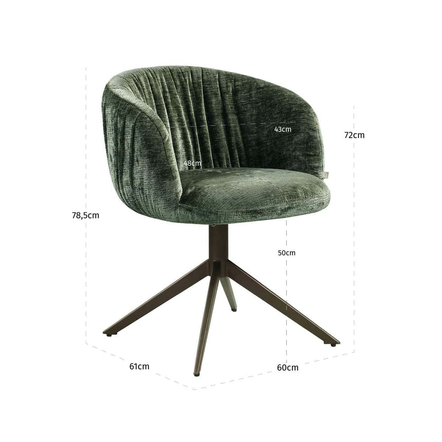 Scaun dining Richmond Cassi verde salvie chenille, rotativ