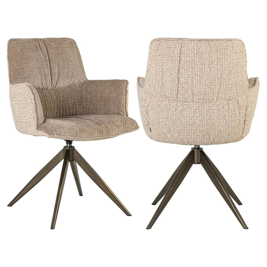Scaun dining Richmond Chase crem blockweave, rotativ