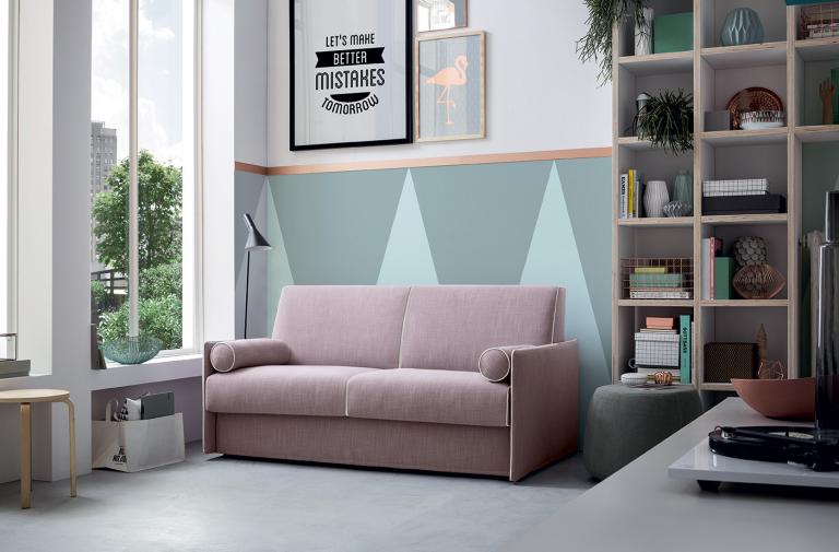 Canapea extensibilă Blair – minimalistă, perne cilindrice