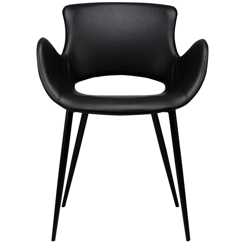 Scaun cu brațe Kensi - cadru metal negru, piele PU