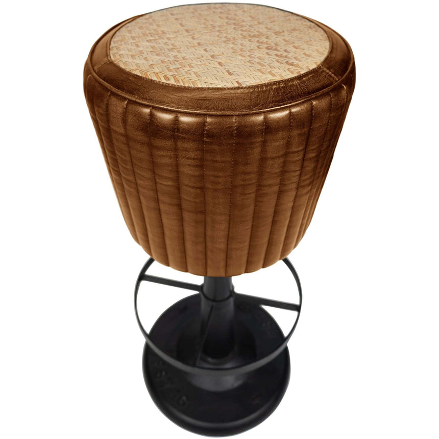 Scaun de bar Novan - fontă, piele naturală