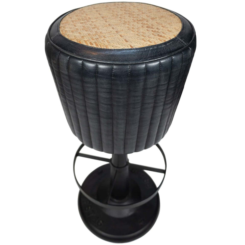 Scaun de bar Novan - fontă, piele naturală