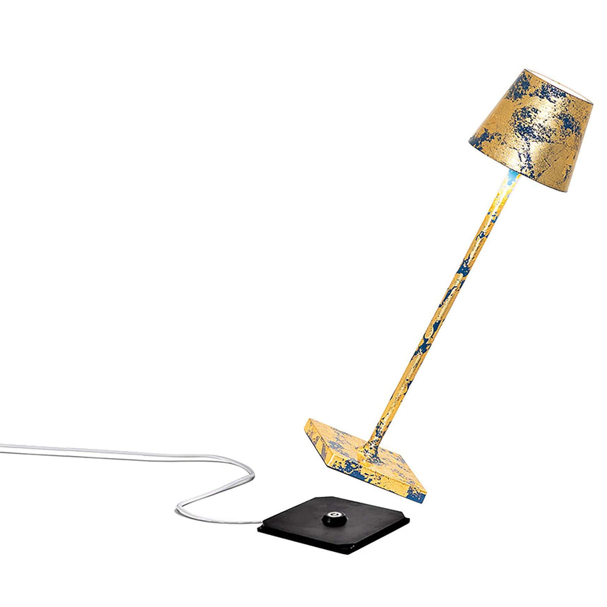 Lampă de masă Poldina Micro – auriu crackle/albastru