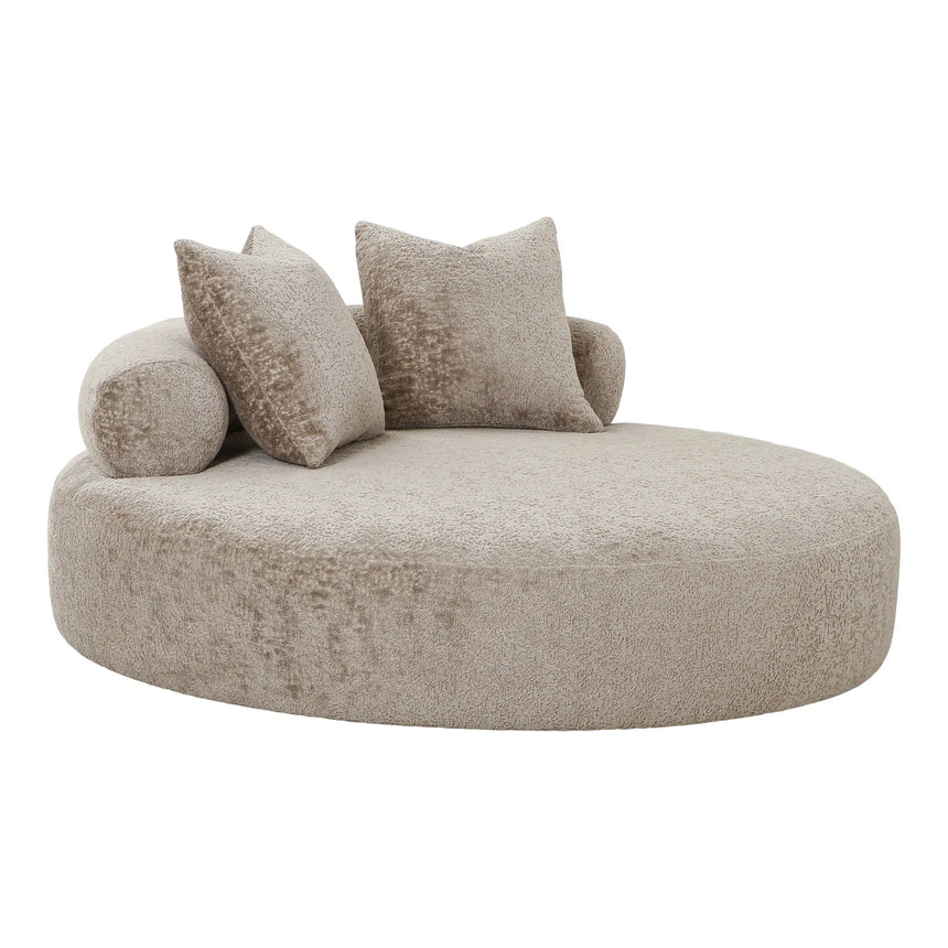 Cairo Daybed with 2 pillows in chenille, round, naturalMobCenter