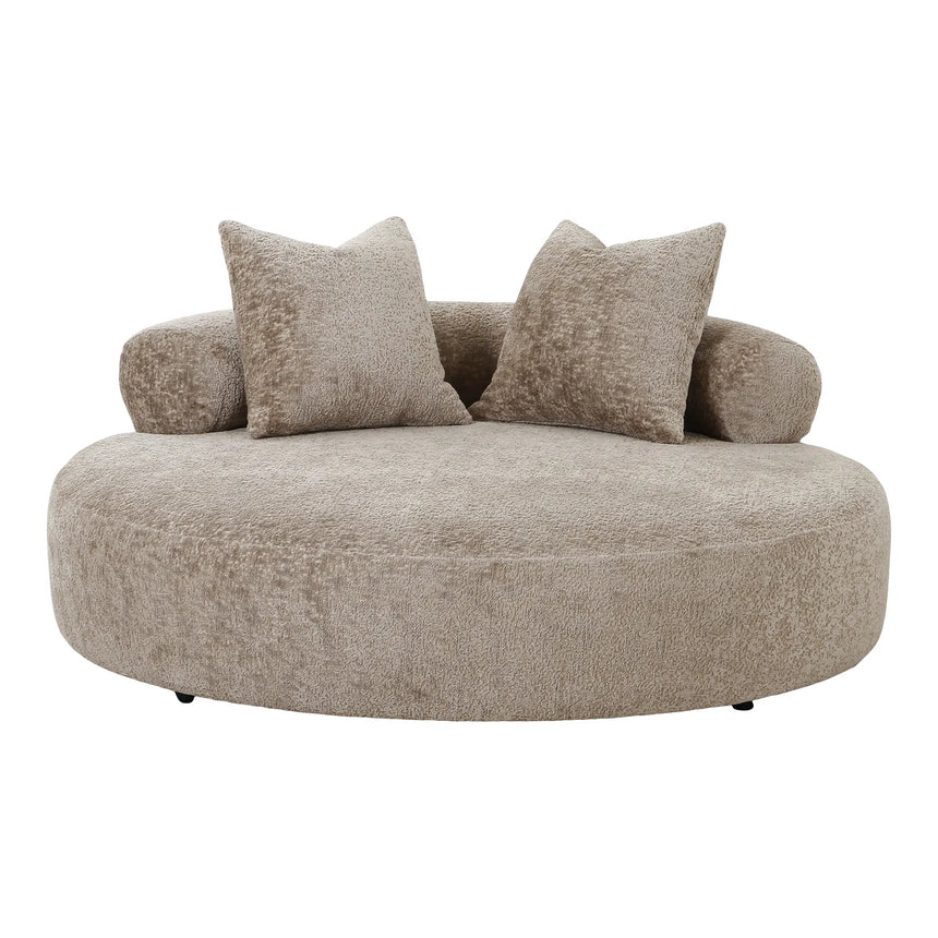 Cairo Daybed with 2 pillows in chenille, round, naturalMobCenter