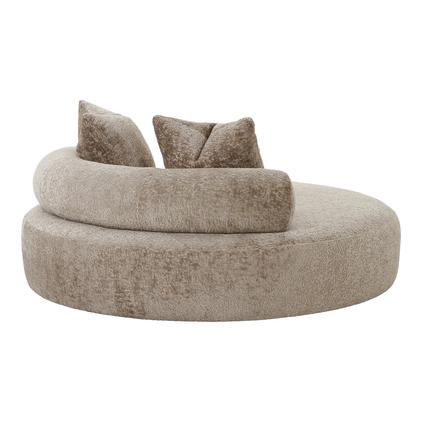 Cairo Daybed with 2 pillows in chenille, round, naturalMobCenter