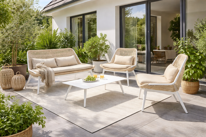 Grattoni Como – set mobilier de gradina si terasa, pentru 4 persoane, culoare bej