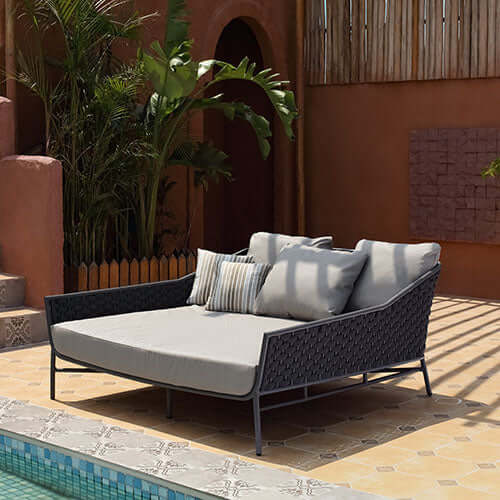 Daybed de grădină Rio – culoare negruMobCenter