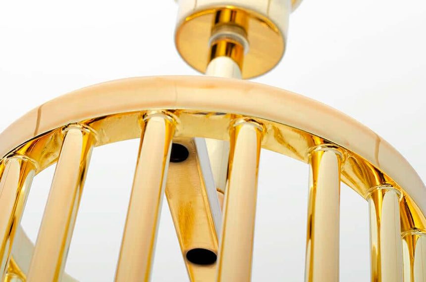 Lampă de podea Holmes Straight aurie cu abajur negru - metalMobCenter