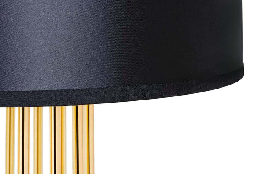 Lampă de podea Holmes Straight aurie cu abajur negru - metalMobCenter