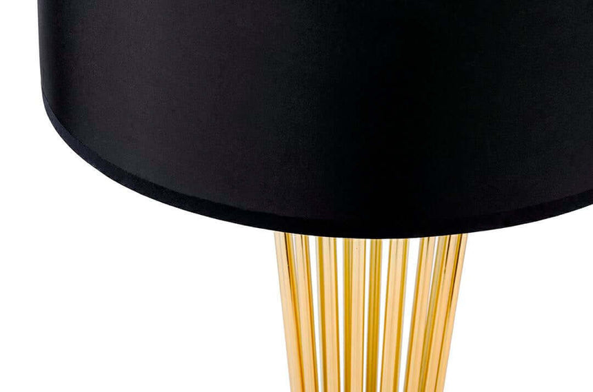 Lampă de podea Holmes aurie cu abajur negru - metalMobCenter