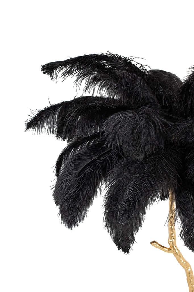 Lampă de podea Tiffany 175 alamă neagră/pene naturaleMobCenter