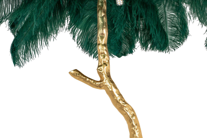 Lampă de podea Tiffany 175 alamă verde/pene naturaleMobCenter