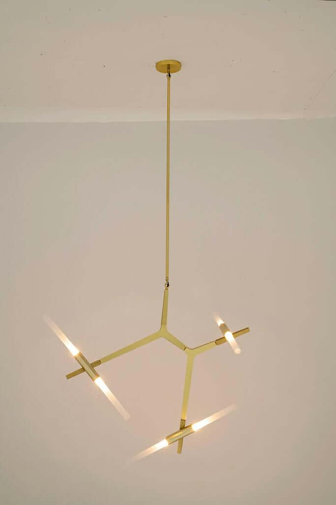 Lampă suspendată Candelabru 6 gold - aluminiu, sticlăMobCenter