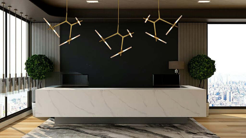 Lampă suspendată Candelabru 6 gold - aluminiu, sticlăMobCenter