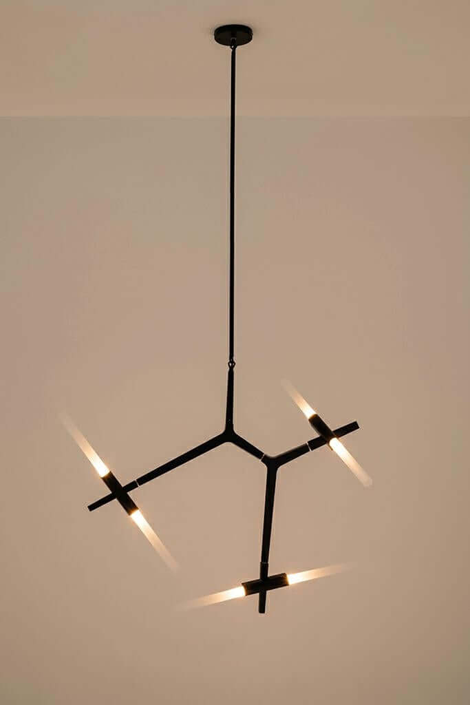 Lampă suspendată Candelabru 6 negru - aluminiu, sticlăMobCenter