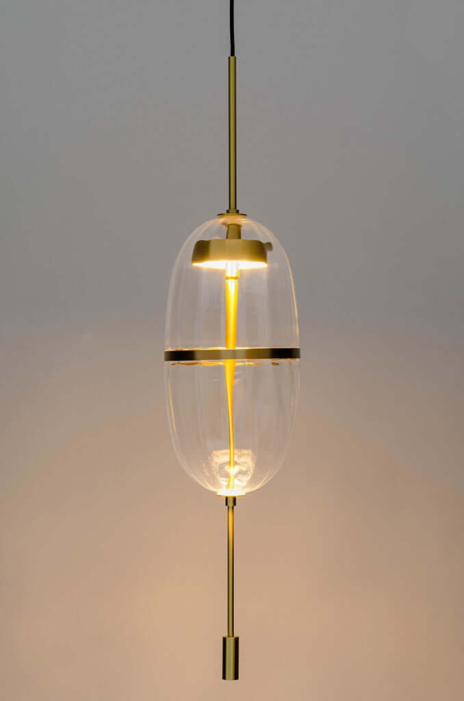 Lampă suspendată Chaplin 200 alamă - Led, sticlăMobCenter