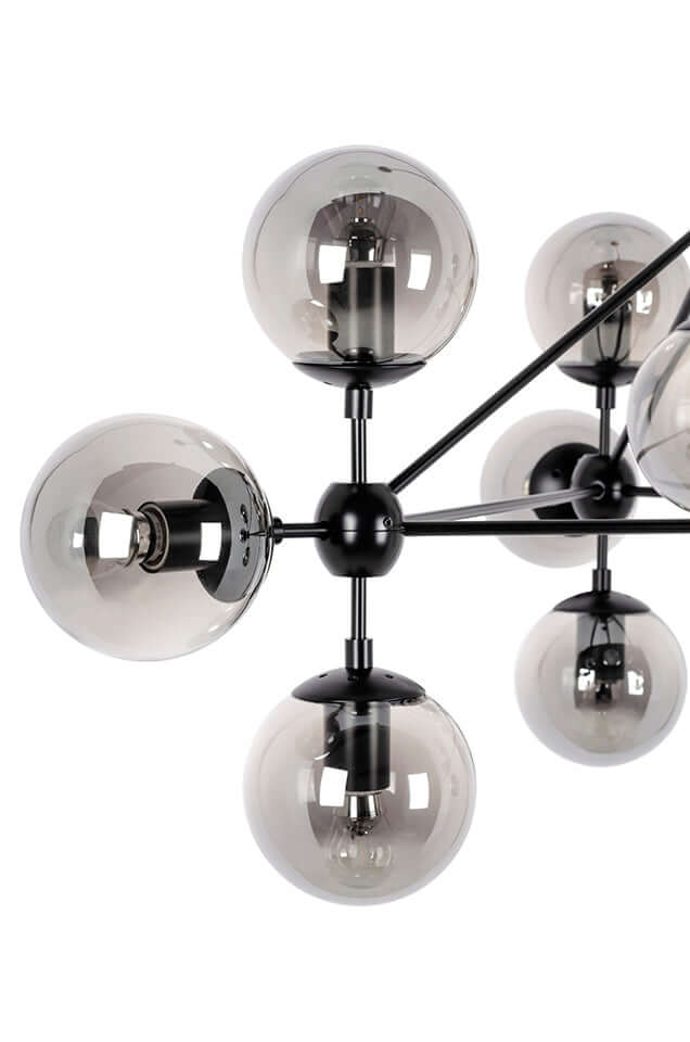 Lampă suspendată Planetario 10 negru - abajururi fumuriiMobCenter