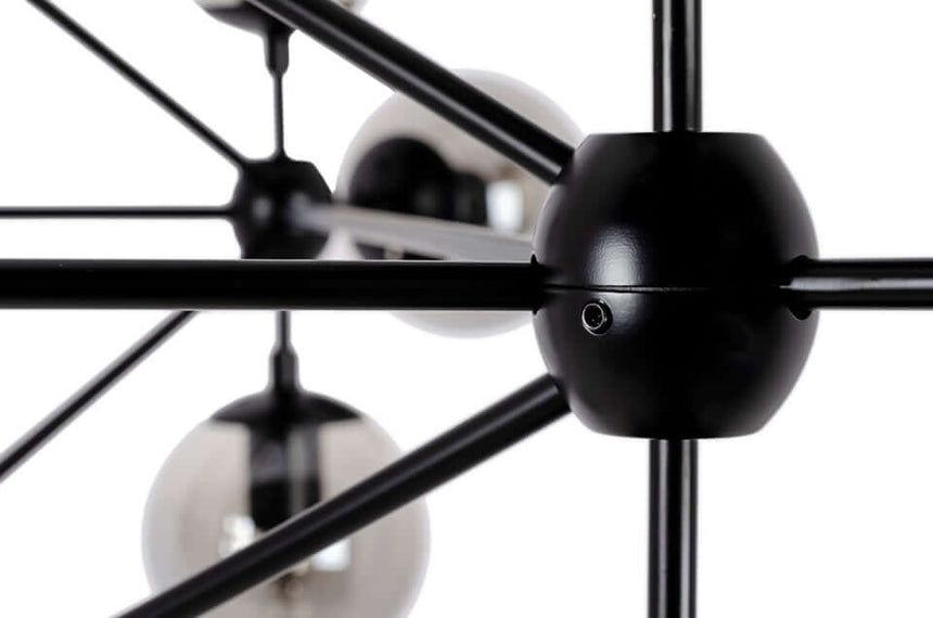 Lampă suspendată Planetario 15 negru - abajururi fumuriiMobCenter