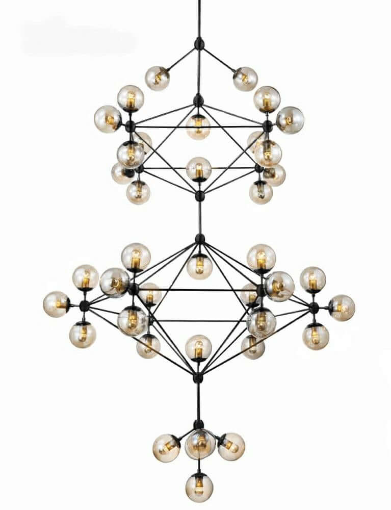 Lampă suspendată Planetario 41 negru - abajururi ambraMobCenter