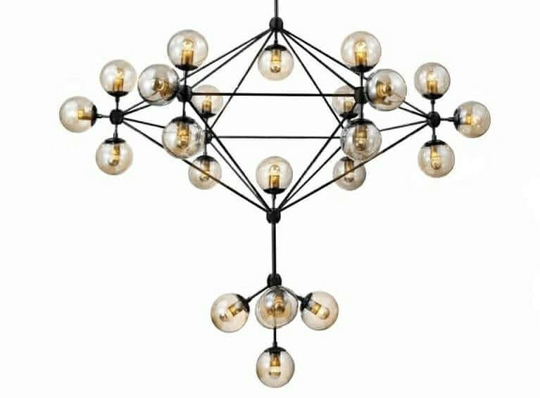 Lampă suspendată Planetario 41 negru - abajururi ambraMobCenter