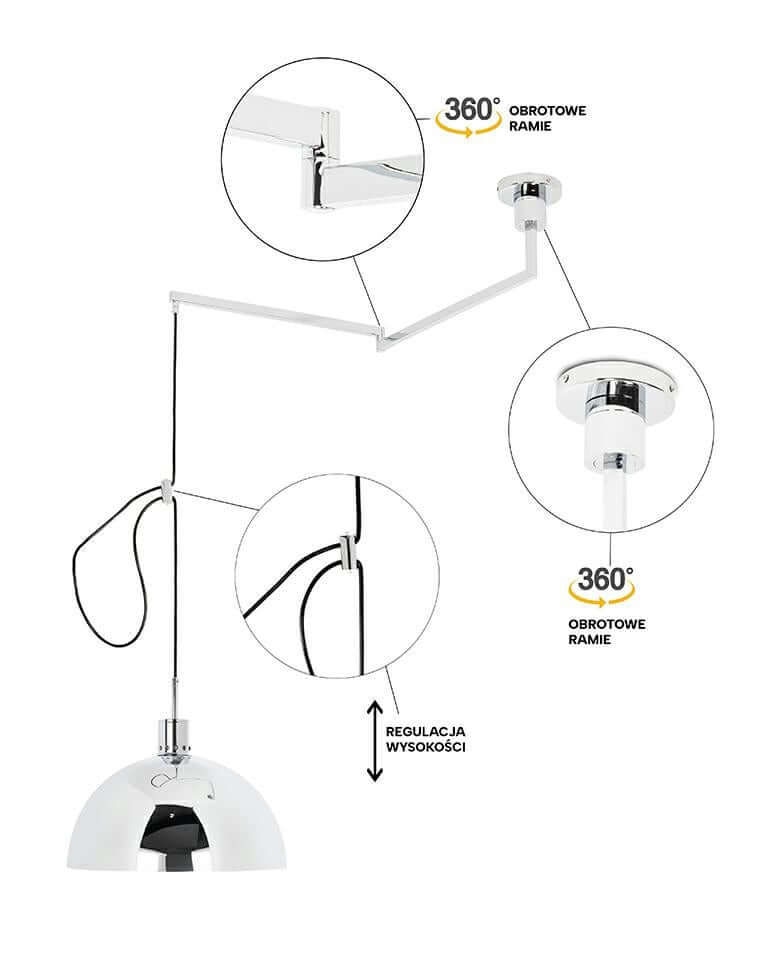 Lampă suspendată Rota 360 crom argintiuMobCenter