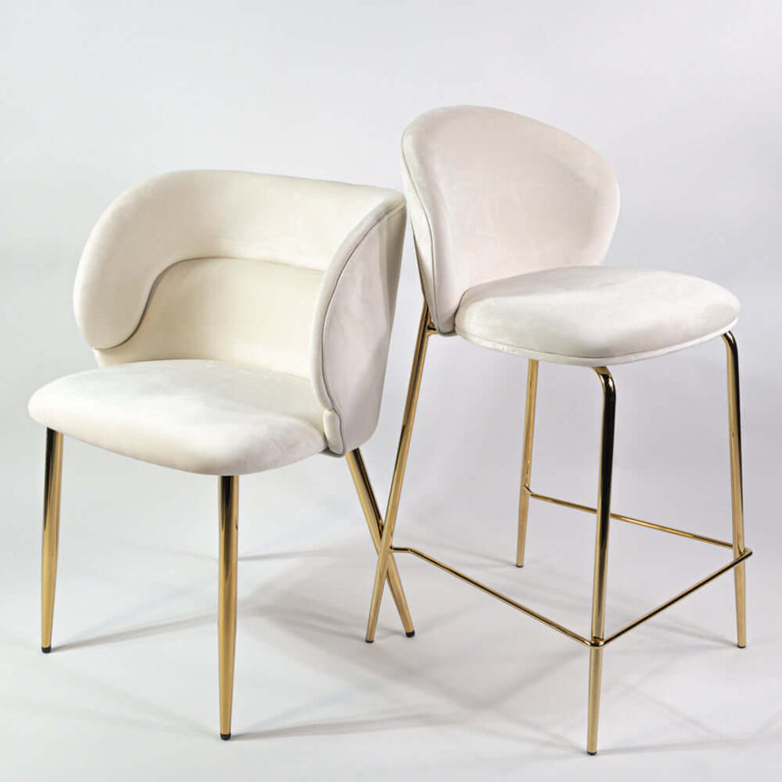 Lily scaun de bar confortabil de 65 cm, culoarea cremMobCenter