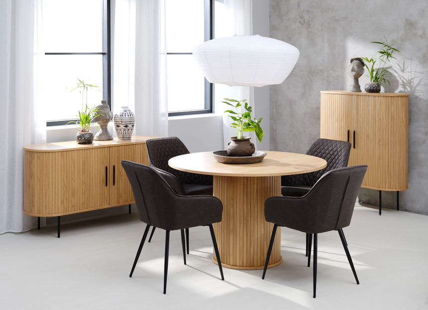 Masă de dining NOLA Ø120 cm, culoare stejar naturalMobCenter