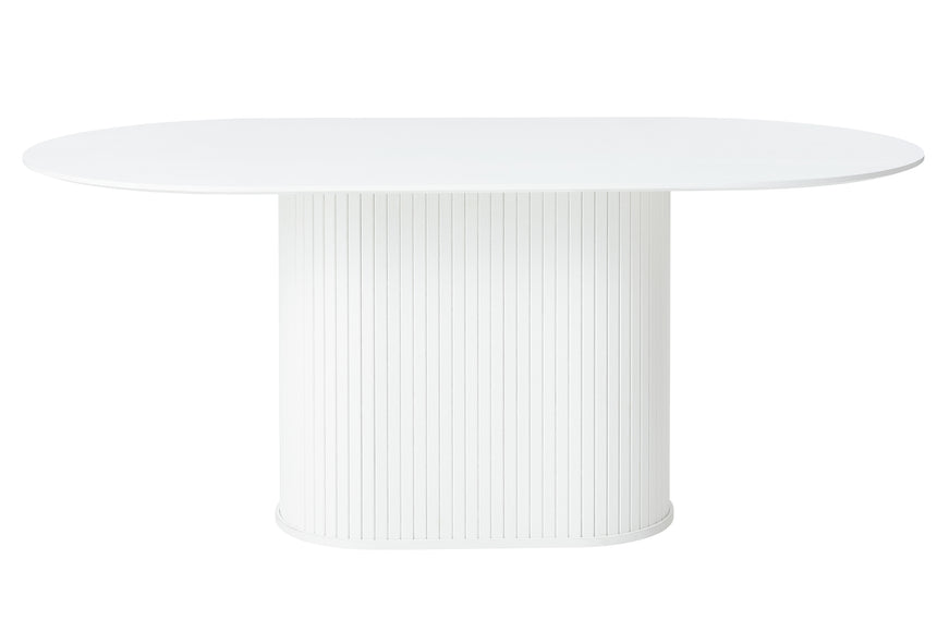 Masă de dining NOLA 95x180 cm, formă ovală, culoare stejar albMobCenter