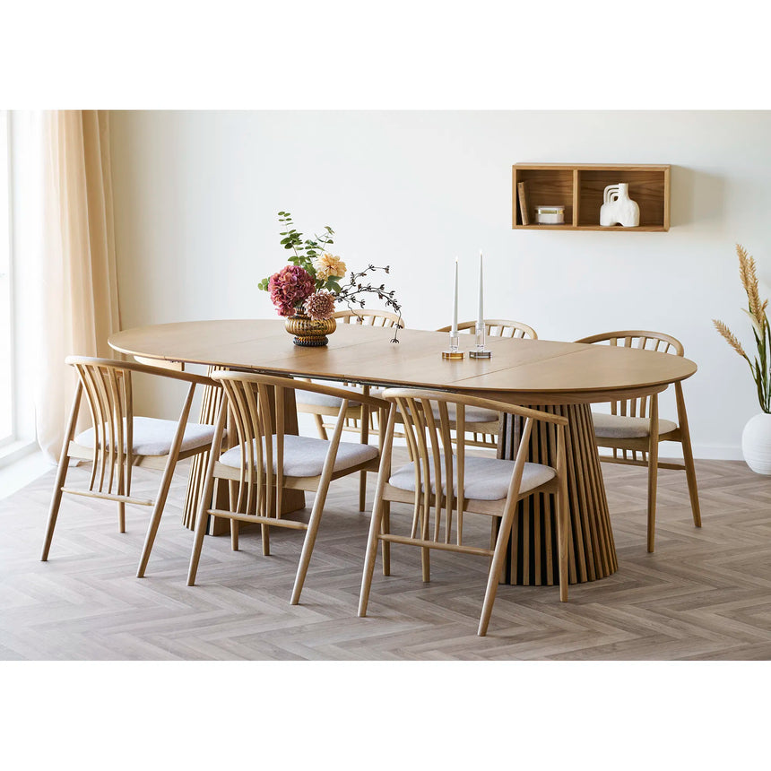 Masă de dining Osaka ø120 cm / 120–160-200-240 cm, culoare stejar naturMobCenter