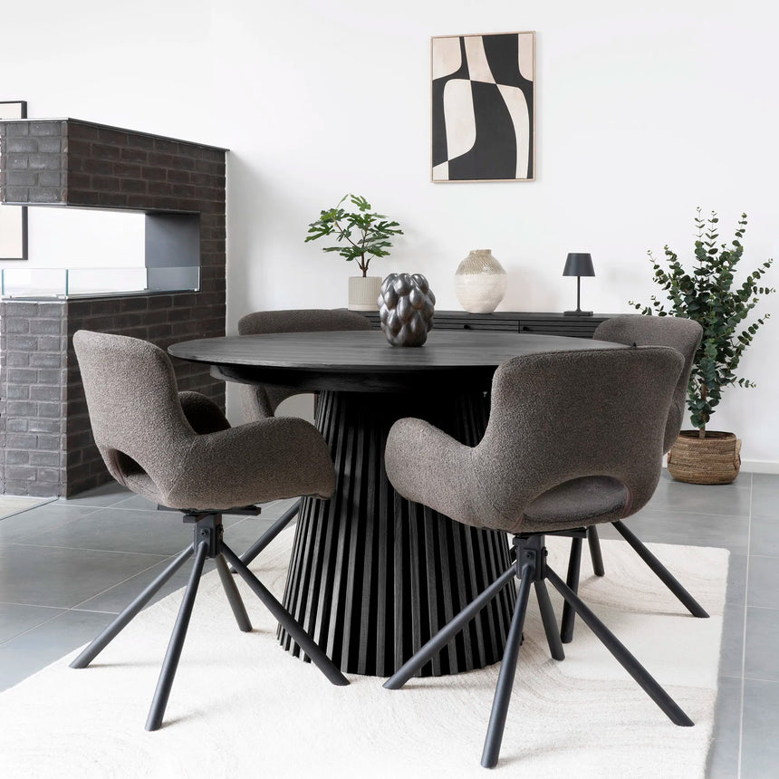 Masă de dining Osaka ø120 cm / 120–160-200 cm, culoare neagrăMobCenter