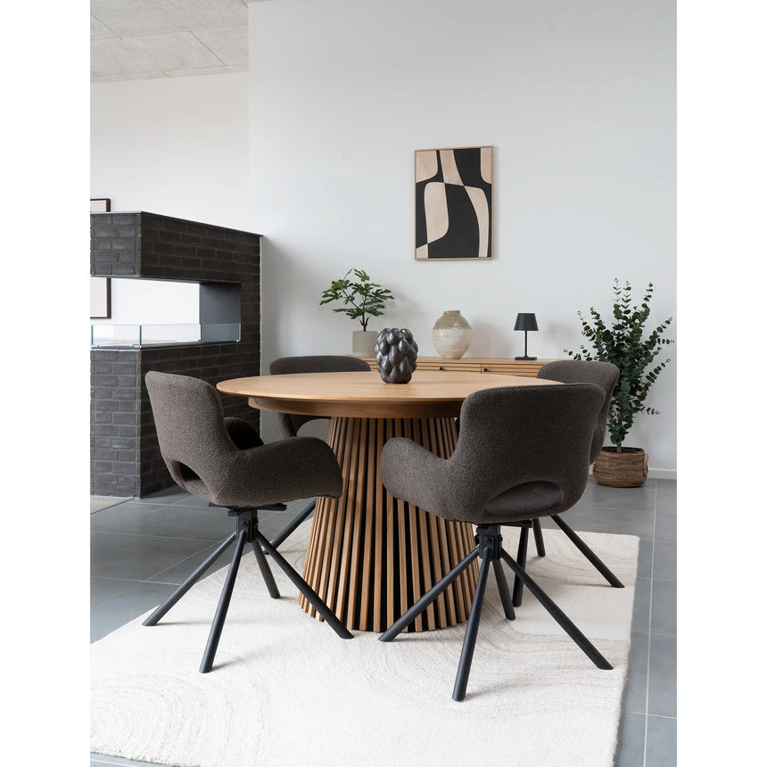 Masă de dining Osaka ø120 cm / 120–160-200 cm, culoare stejar naturMobCenter