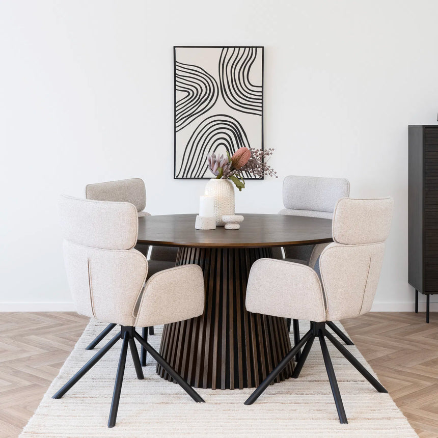 Masă de dining Osaka, ø140 cm - culoare stejar afumatMobCenter