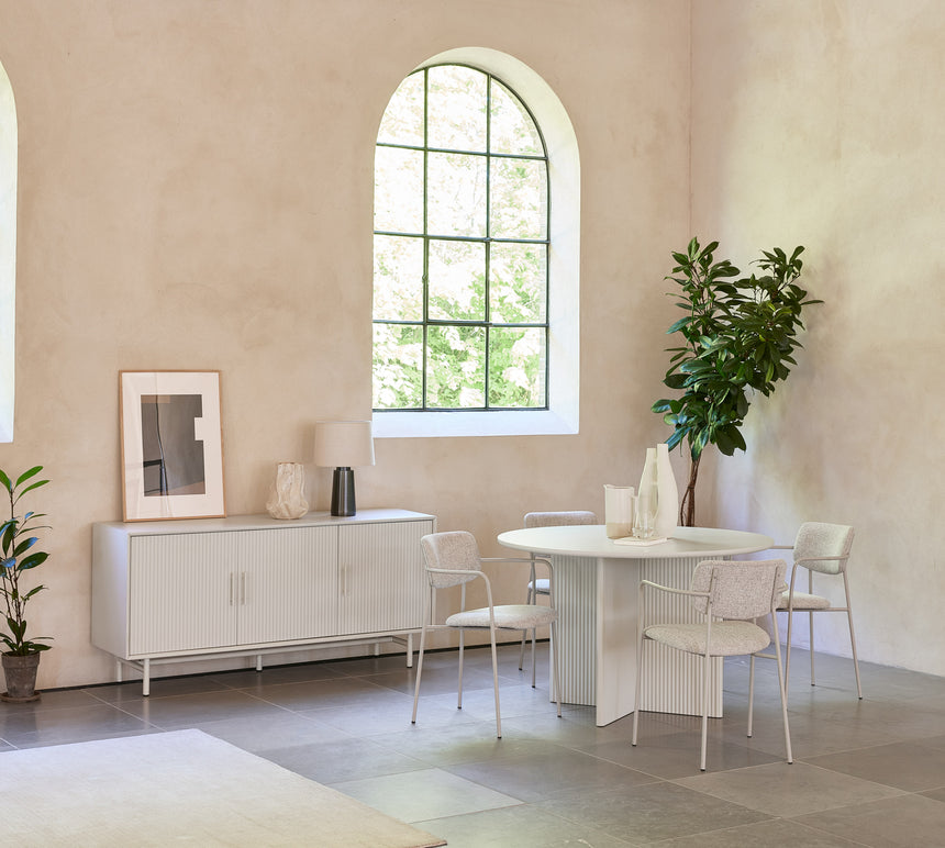 Masă de dining PALMA Ø110 cm, culoare greigeMobCenter