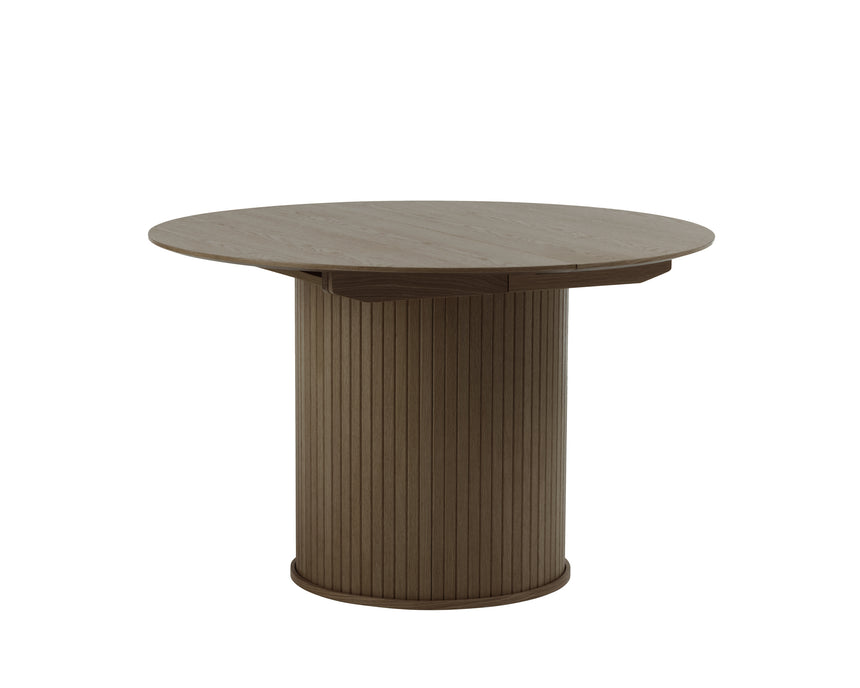 Masă de dining extensibilă NOLA Ø120–167 cm – Stejar AfumatMobCenter