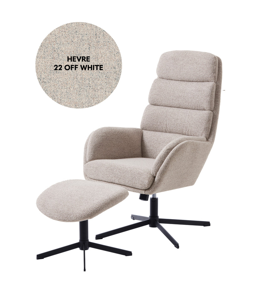 Recliner și taburet SIFTON, tapițerie alb murdar melanjMobCenter