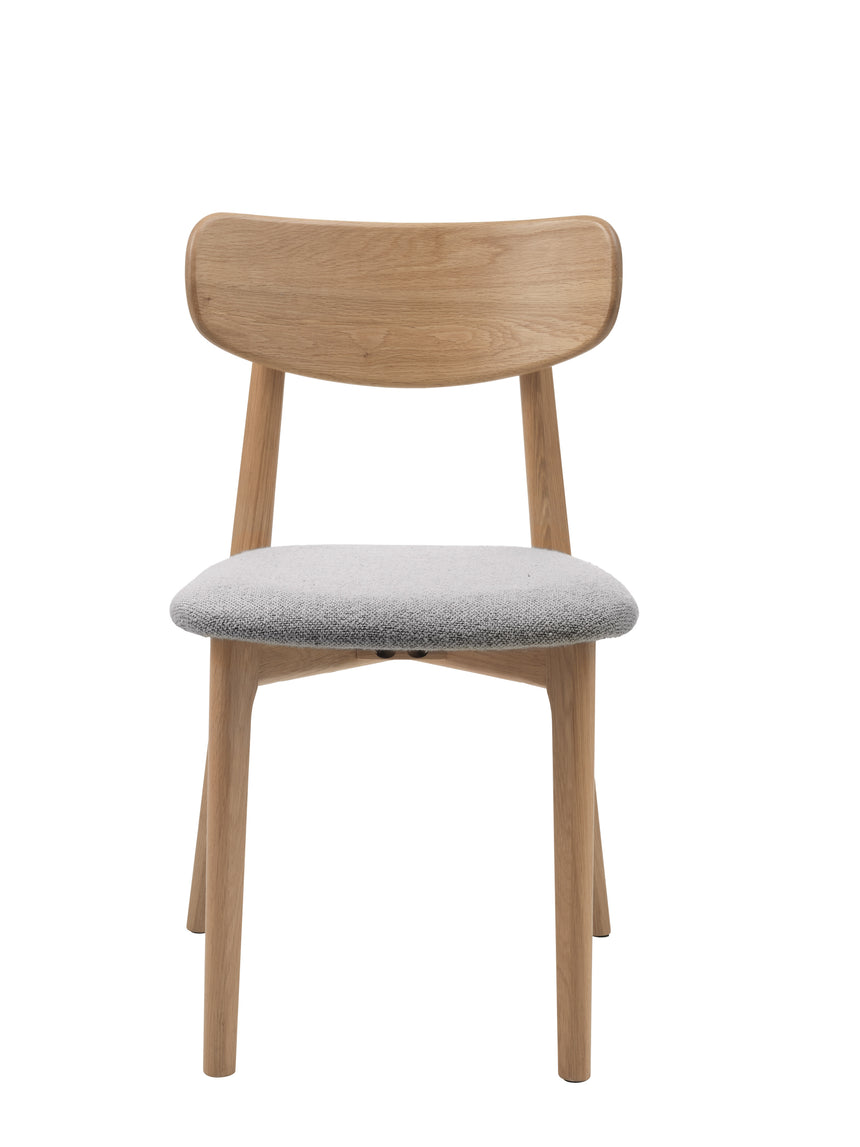 Scaun de dining ELIM, tapițerie bouclé gri mediu, cu cadru din stejarMobCenter
