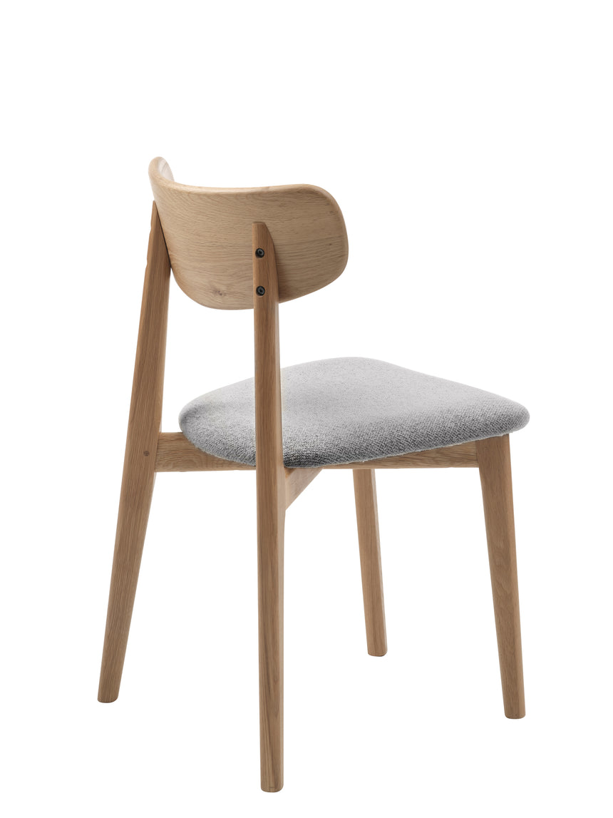 Scaun de dining ELIM, tapițerie bouclé gri mediu, cu cadru din stejarMobCenter