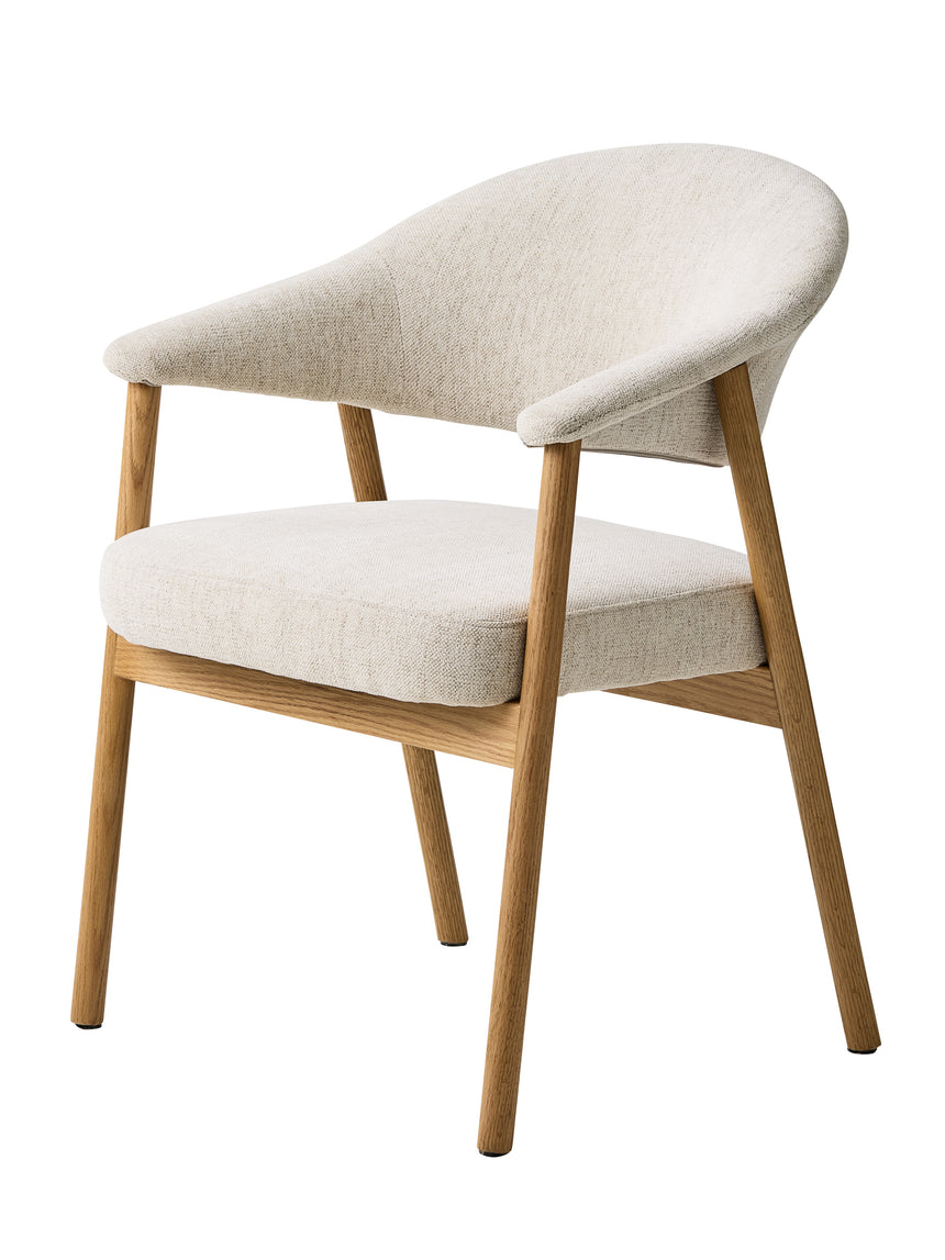 Scaun de dining ELK din lemn de stejar, culoare nisipMobCenter