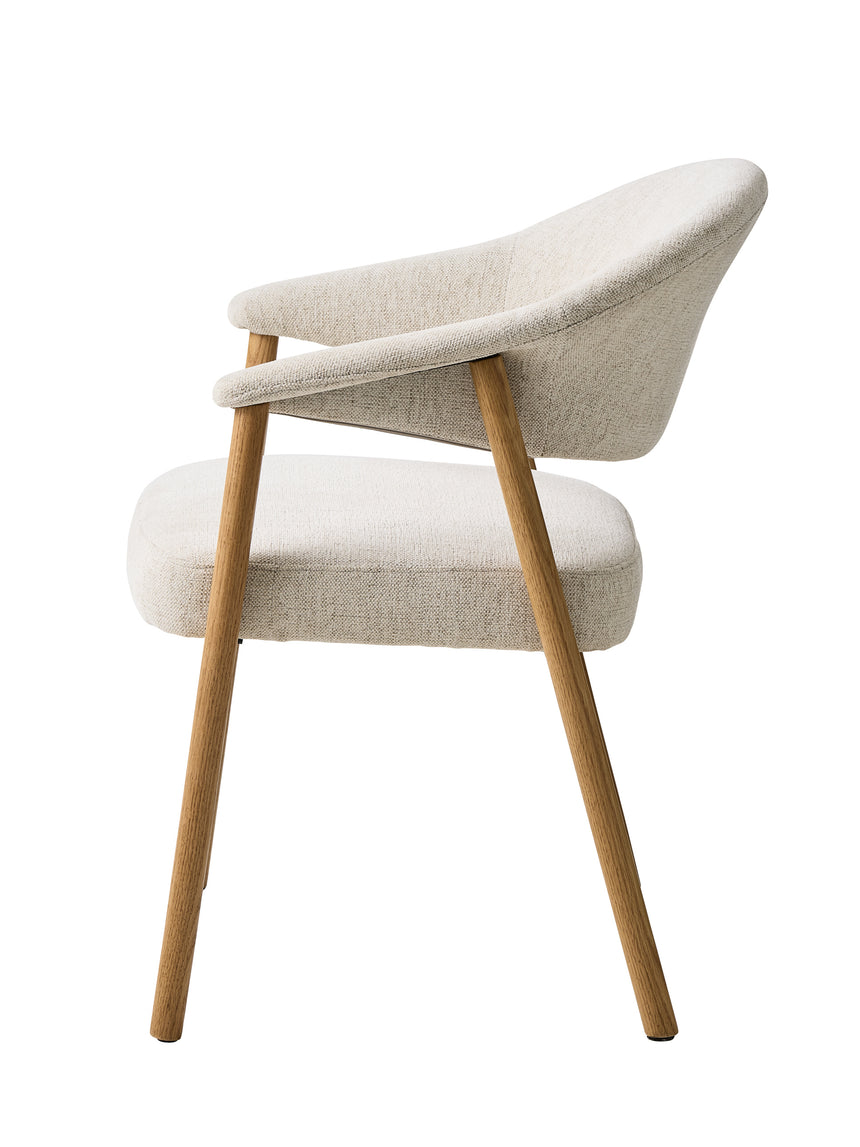 Scaun de dining ELK din lemn de stejar, culoare nisipMobCenter