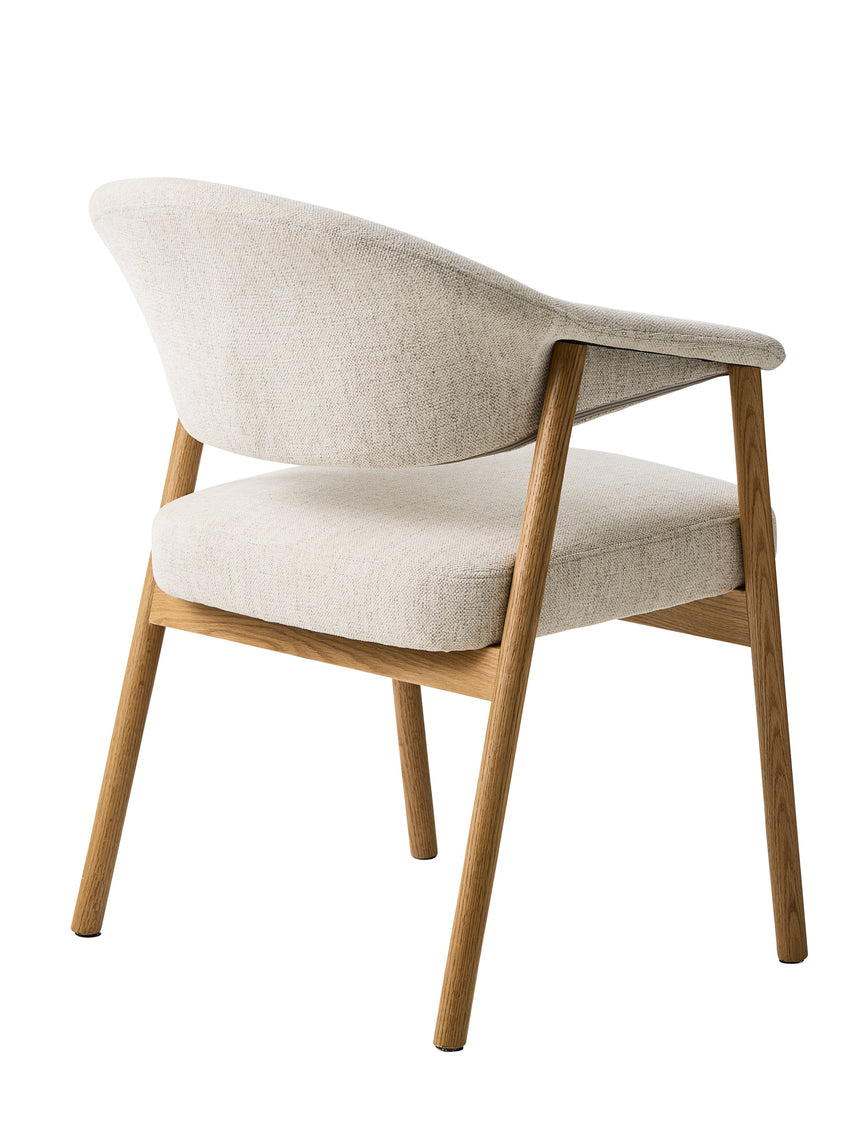 Scaun de dining ELK din lemn de stejar, culoare nisipMobCenter