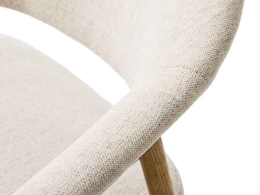 Scaun de dining ELK din lemn de stejar, culoare nisipMobCenter