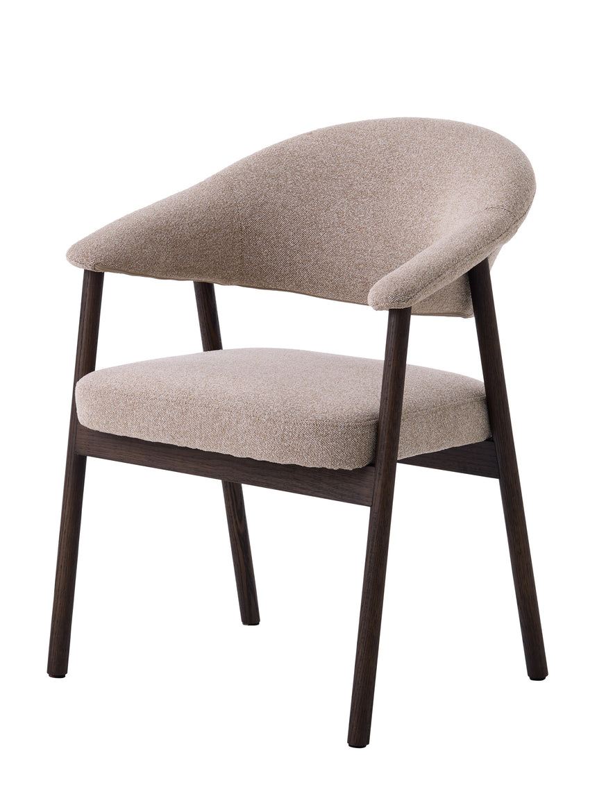 Scaun de dining ELK din stejar, culoare nisip, cu cadru culoare espressoMobCenter