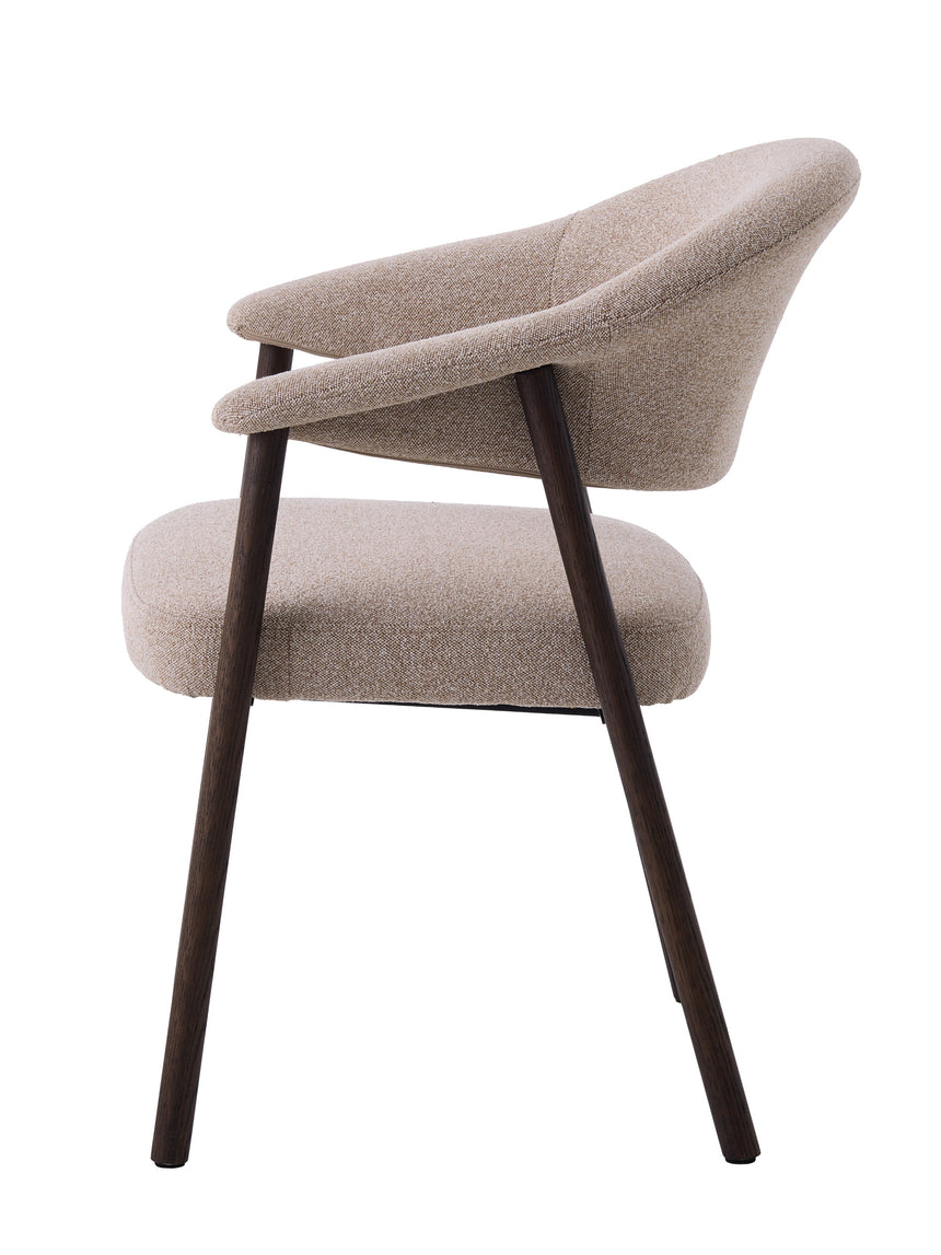 Scaun de dining ELK din stejar, culoare nisip, cu cadru culoare espressoMobCenter