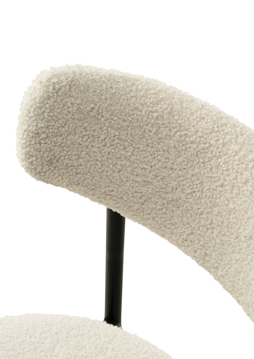 Scaun de dining GIMLI, tapițerie teddy alb untMobCenter